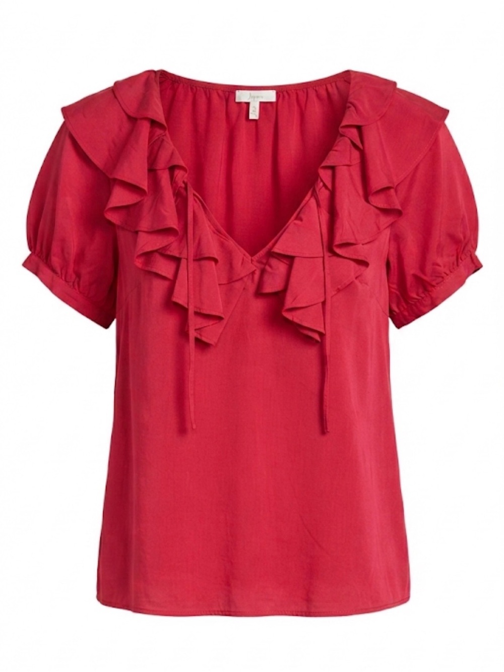 Joie 100% Silk Red Ruffle Blouse - Size Medium